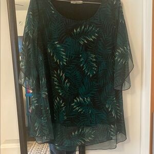 Dark Turquoise and Black Dressy Top 2XL